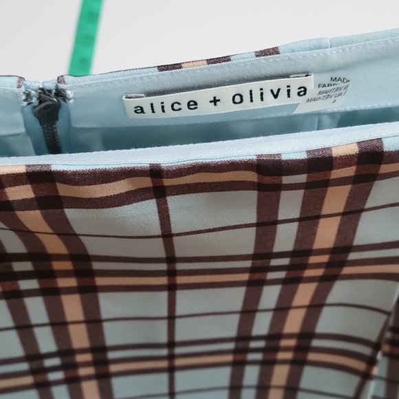 ALICE + OLIVIA Samira A-line Mini Skirt Blue Brown Plaid Mean Girls Academia sz4 - Picture 8 of 10